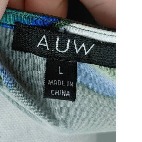 AUW Blouse Top Floral Cinched Multicolor Large - Picture 4 of 5